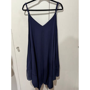 Women's Tommy Bahama Navy Asymmetrical spaghetti strap midi length SunDress L/XL